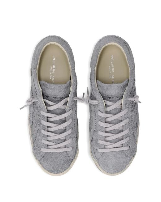 Philippe Model Gray Suede Low-Top Sneakers