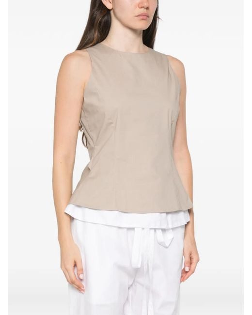 MOUTAKI Natural Bow-Detail Peplum Blouse