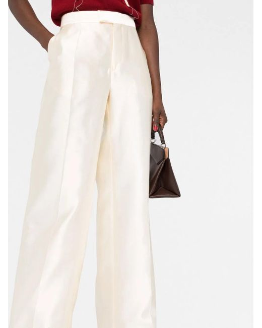 Maison Margiela White Straight-Leg Silk Trousers