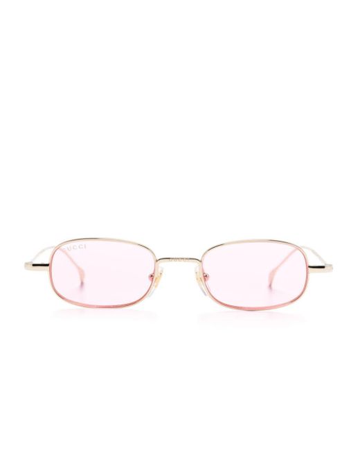 Gucci Pink Logo-engraved Oval-frame Sunglasses