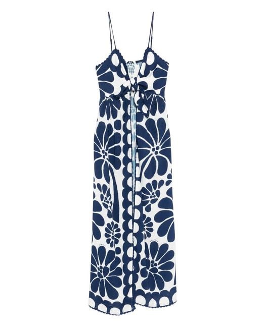 Farm Rio Blue Floral Tie Top