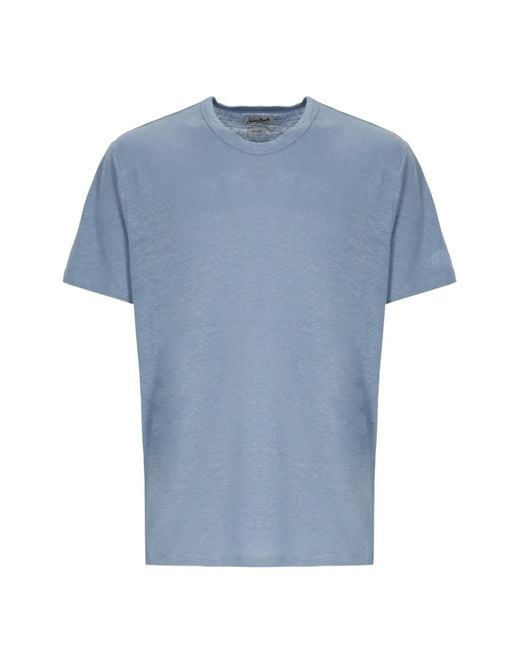 Mc2 Saint Barth Blue Logo-Embroidered T-Shirt for men