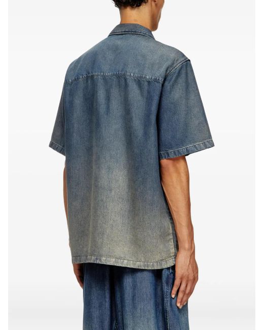 DIESEL Blue D-Nabil-S3 Point-Collar Denim Shirt for men