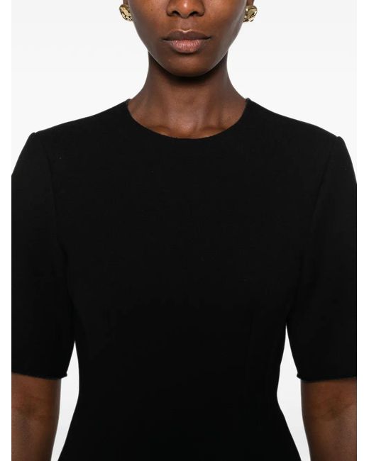 Totême Black Sculptural Short-Sleeve Scuba Top