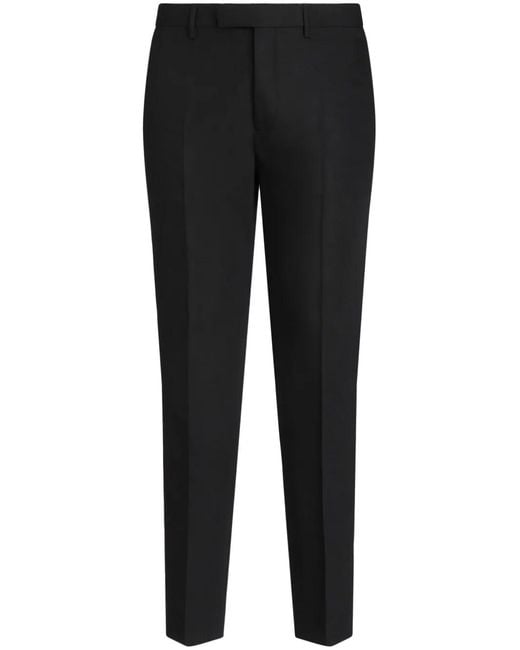 Etro Black Tailored Slim-Cut Trousers for men