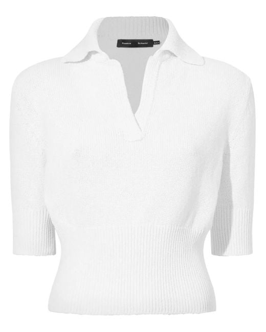 Proenza Schouler White Reeve Cotton-Blend Polo Top