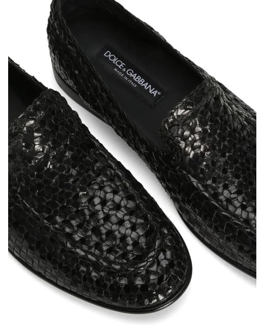 Dolce & Gabbana Black Leather Slippers for men