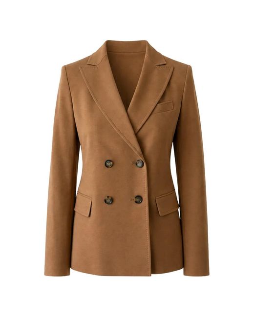 Weekend by Maxmara Brown Double-Breasted Peak-Lapel Jacket