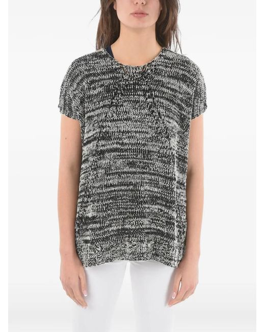 Woolrich Gray Two-Tone Short-Sleeve Cotton Sweater