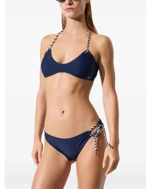Karl Lagerfeld Blue Bikini Panties With Two-Color Cord
