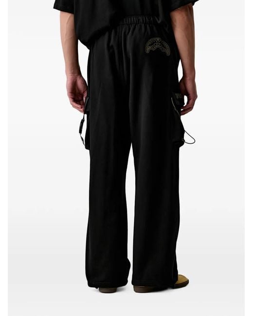 Sprayground Black Unleash The Shark Logo-Print Cargo Pants for men