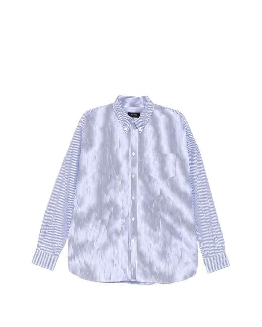 Willy Chavarria Blue Striped Button-Down Shirt for men