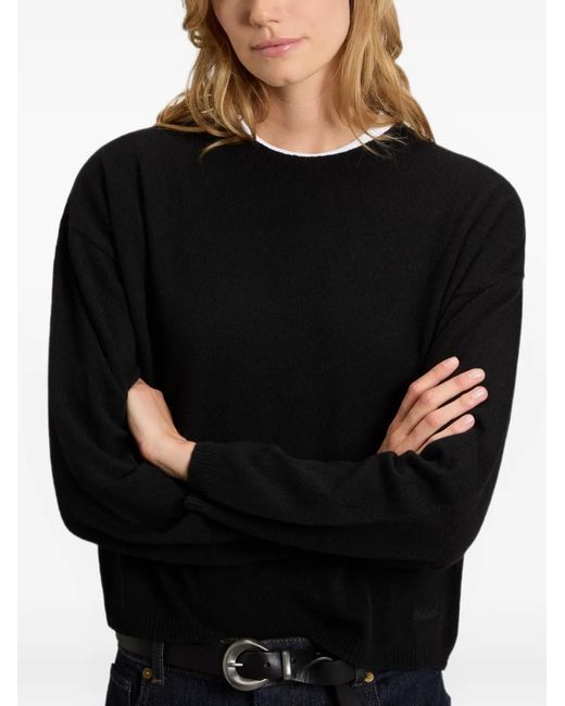 Woolrich Black Crew-Neck Drop-Shoulder Sweater