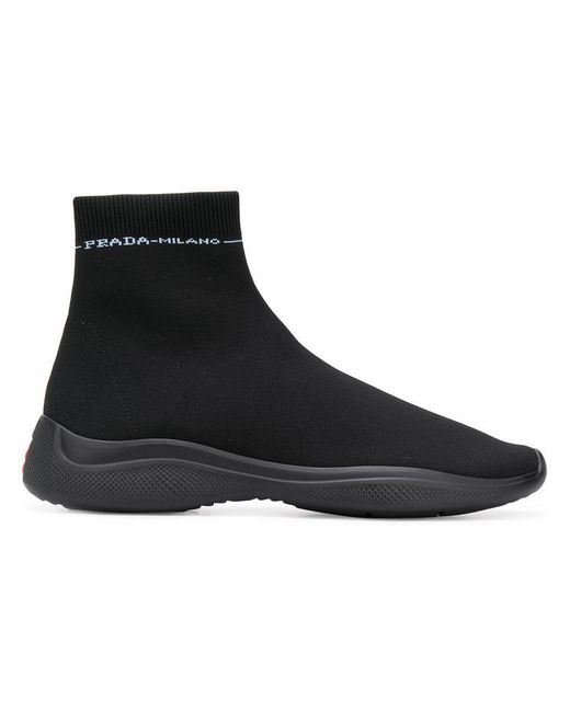 Prada Black Sock Shaped Sneakers for men