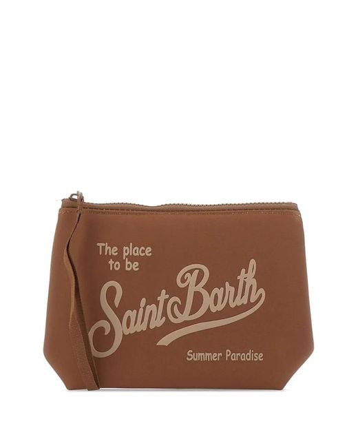 Mc2 Saint Barth Brown Aline Logo-Print Clutch Bag