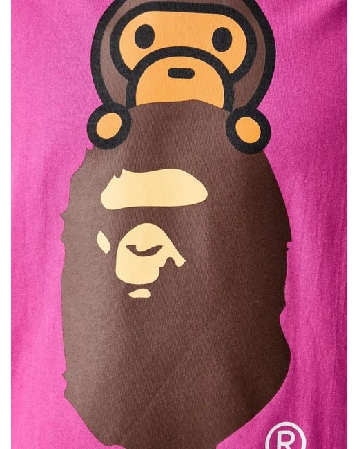 A Bathing Ape Pink Milo Graphic-Print T-Shirt for men
