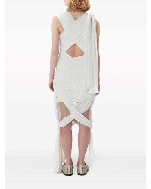 J.W. Anderson White Draped Wrap Midi Dress