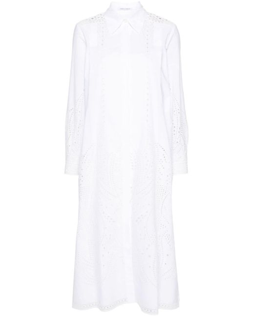 Alberta Ferretti White Broderie-anglaise Shirt Dress