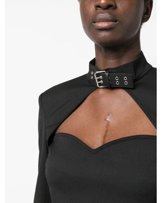 Moschino Black Cut-Out Detail Long-Sleeve Dress