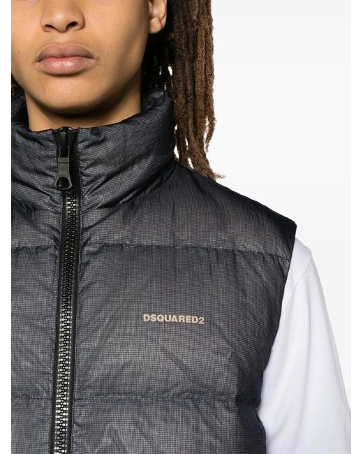 Chaleco Acolchado Con Logo En Relieve DSquared² de hombre de color Gray