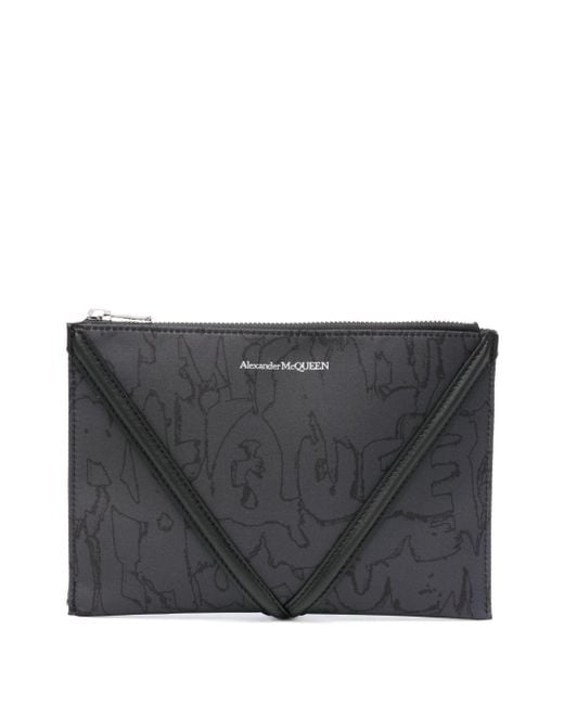 Alexander McQueen Gray Logo-print Clutch Bag for men