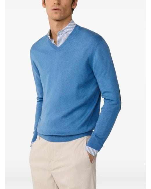 Hackett V-Ausschnitt-Sweatshirt Mit Ellenbogen-Patch in Blue für Herren