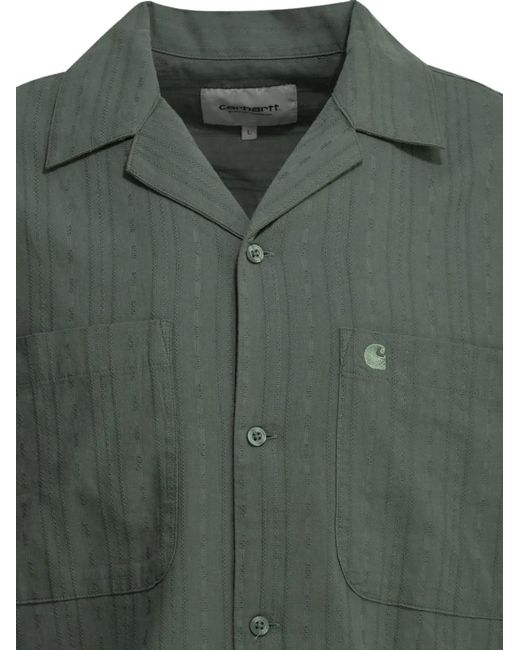 Carhartt Green Embroidered-Logo Short-Sleeve Shirt for men