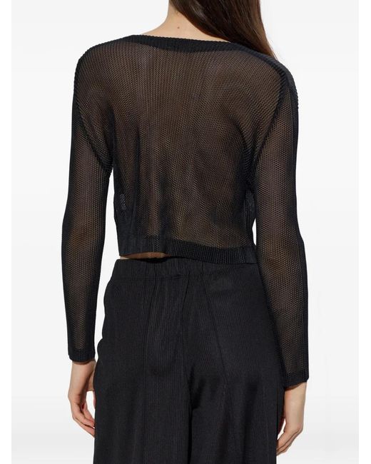 Pleats Please Issey Miyake Black Buttoned Cardigan