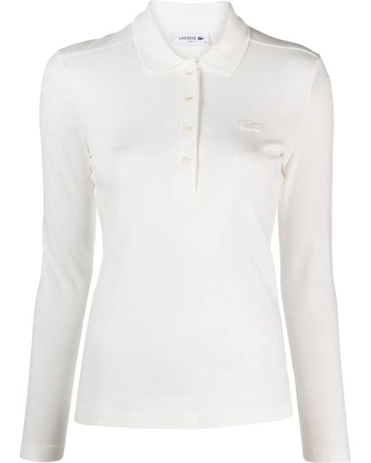 Lacoste White Piqué Cotton Polo Top