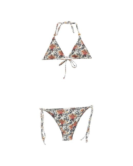 Anjuna White Floral-Print Tie-Fastening Bikini