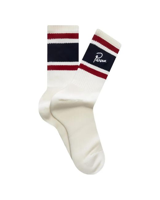 by Parra White Signature Striped Socks for men