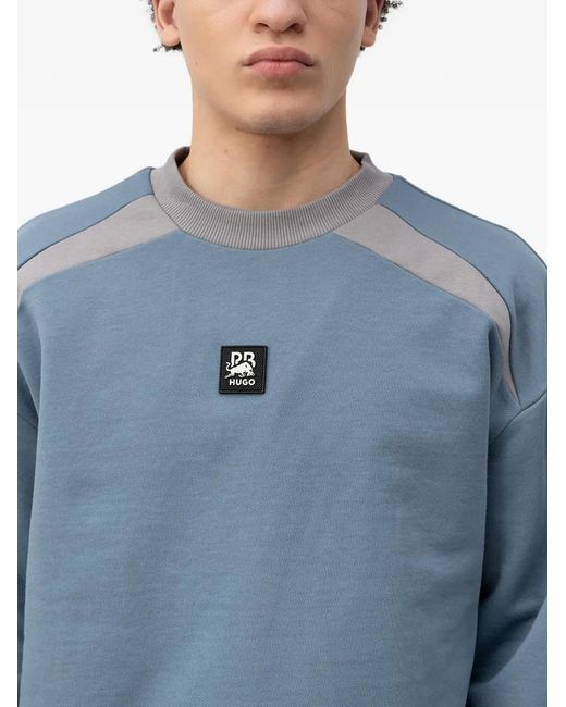 HUGO Blue X Rb Davalio Panelled Logo-Patch Sweatshirt for men