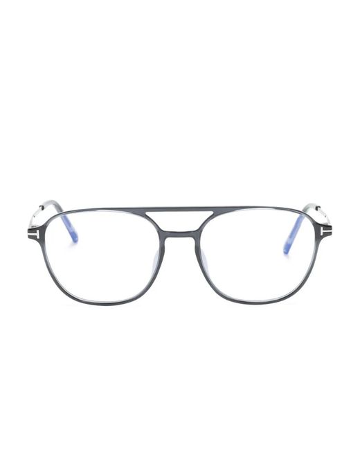 Tom Ford Blue Pilot-Frame Acetate Glasses for men