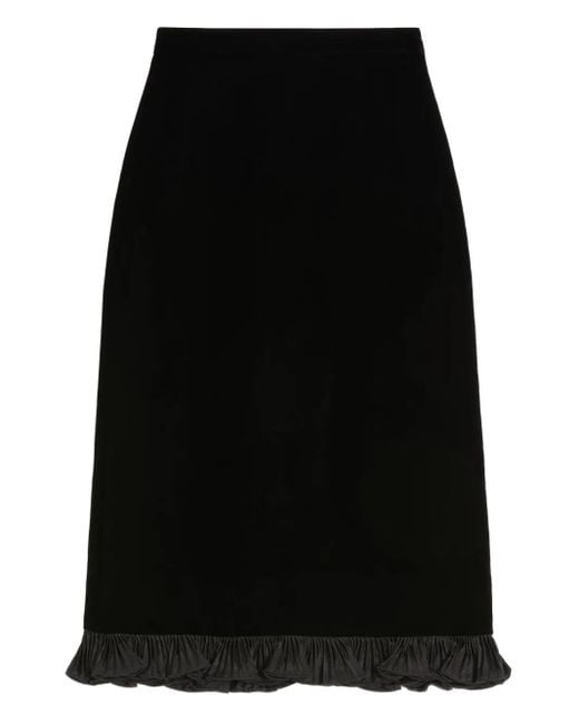 Valentino Garavani Black Sablé Velvet Skirt