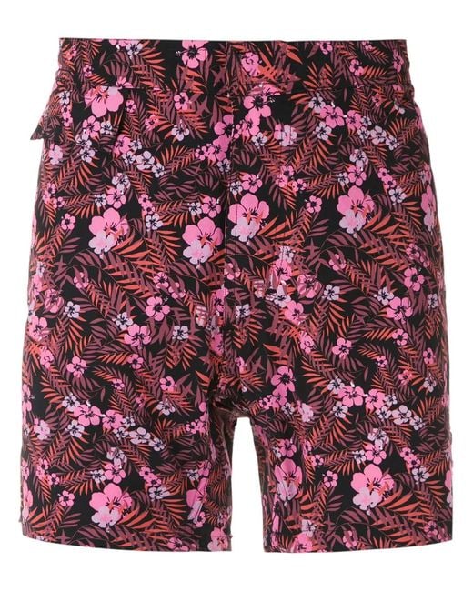 Amir Slama Red Floral Tactel Swim Shorts for men