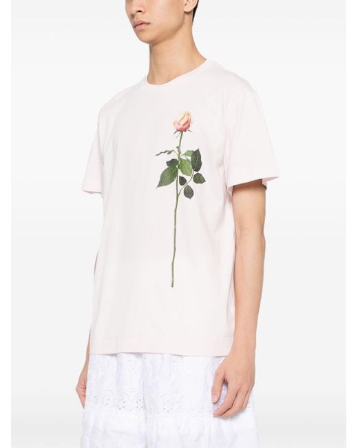 Simone Rocha Natural T-Shirt mit Blumen-Print