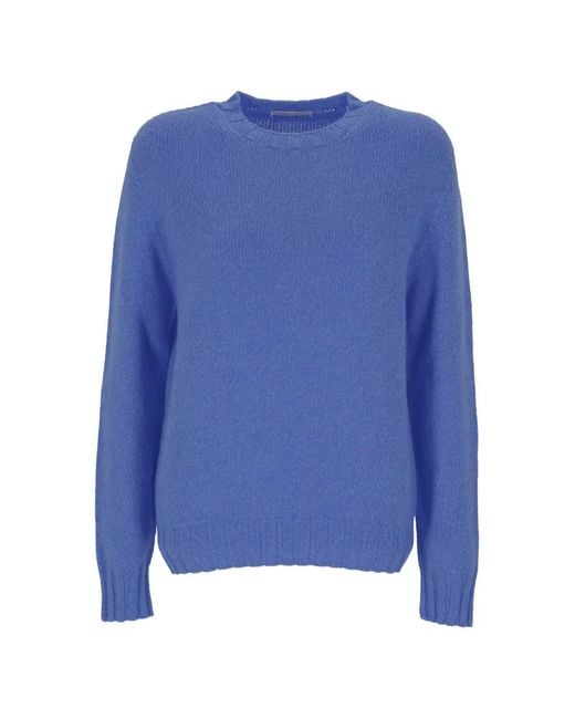 Oliver Lattughi Blue Ribbed-Trim Cashmere Sweater