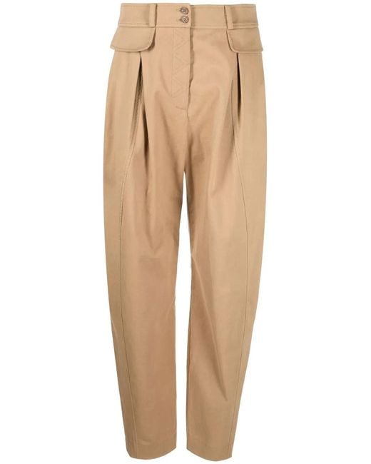 Alberta Ferretti Natural High-Waisted Tapered Trousers