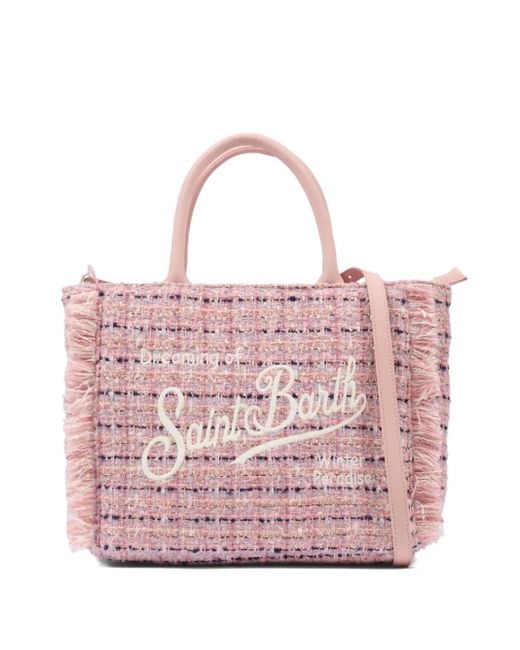 Mc2 Saint Barth Pink Colette tweed tote bag
