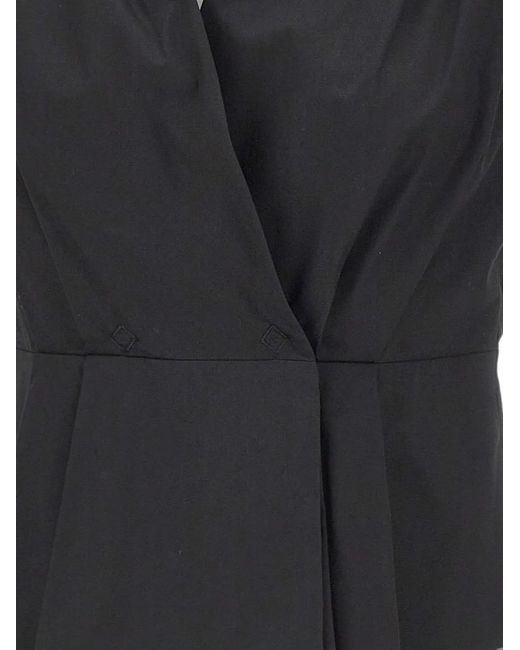 Marella Black Wrap-Front Pleated Top