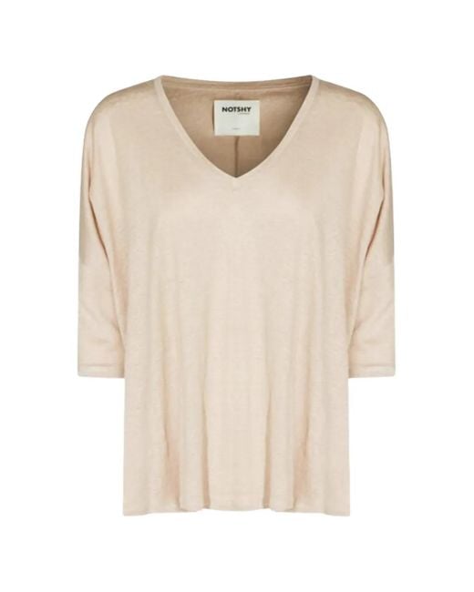 Not Shy Natural Emilie V-Neck T-Shirt