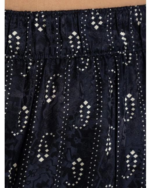 Tory Burch Blue Paisley Print Wide-Leg Trousers