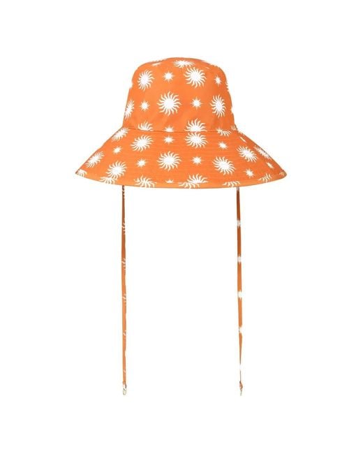 DAZE DAYZ Orange Sun-Print Wide-Brim Hat