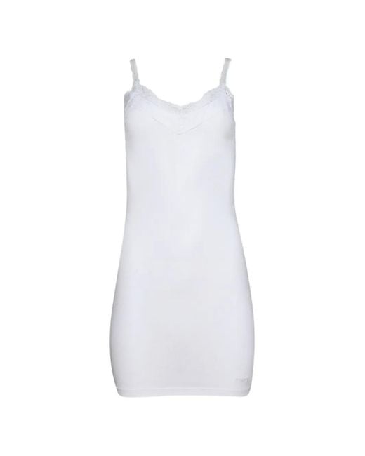 Vetements White Lace-Trim Mini Dress
