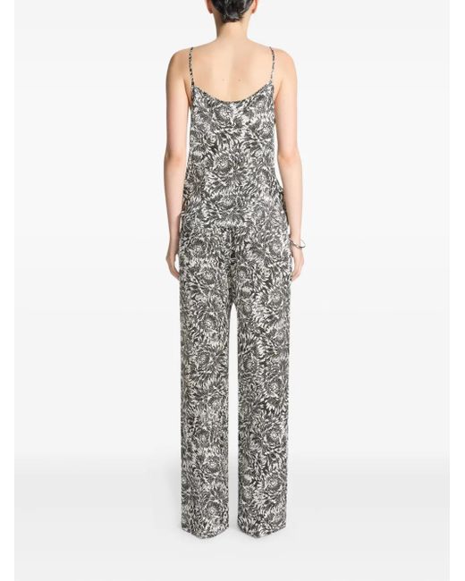 Dries Van Noten Gray Floral-Pattern Trousers