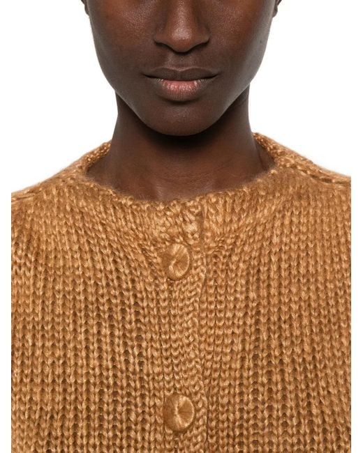 Forte_forte Natural Chunky-Knit Button-Up Cardigan