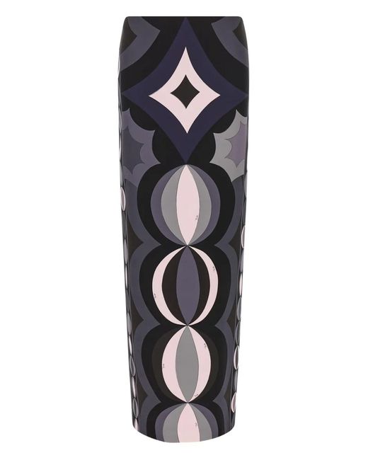 Emilio Pucci Black Collane-Print Pencil Maxi Skirt