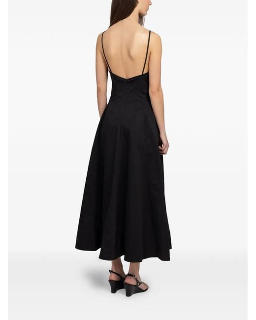 St. Agni Black Spaghetti-Strap V-Neck Dress