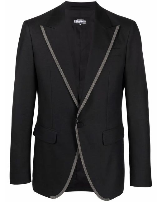 DSquared² Black Contrast-Trim Single-Breasted Blazer for men