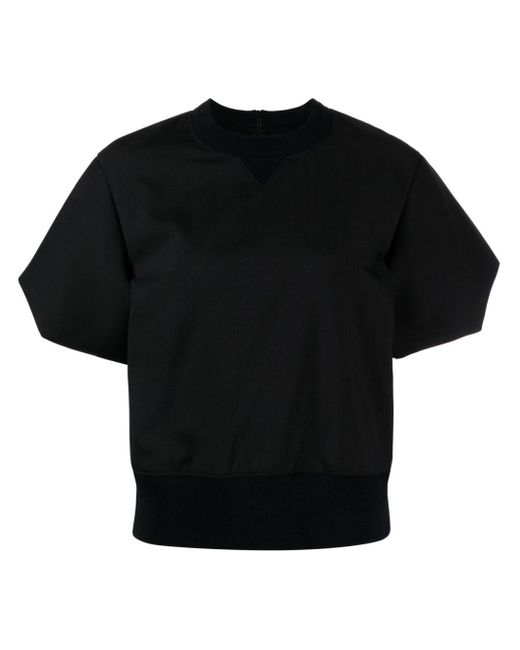 Sacai Black Puff-sleeve Cotton T-shirt